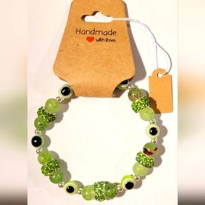 Green Evil Eye Beaded Protection Mal De Ojo Luck Fashion Bracelet